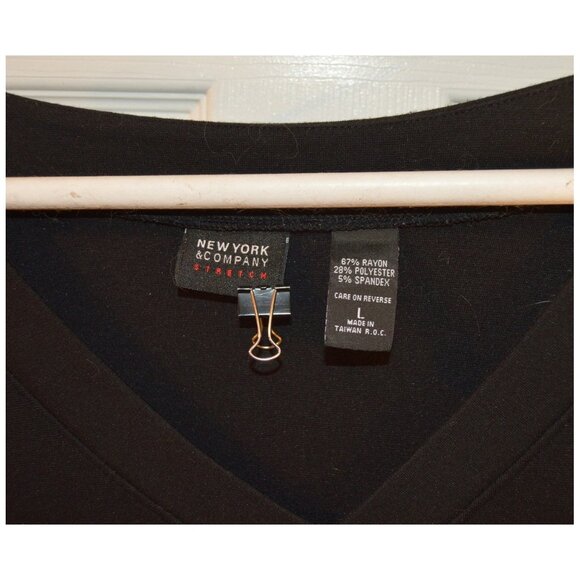 New York & Co Stretch Black Blouse Long Sleeve Top Shirt Size L - Picture 3 of 3